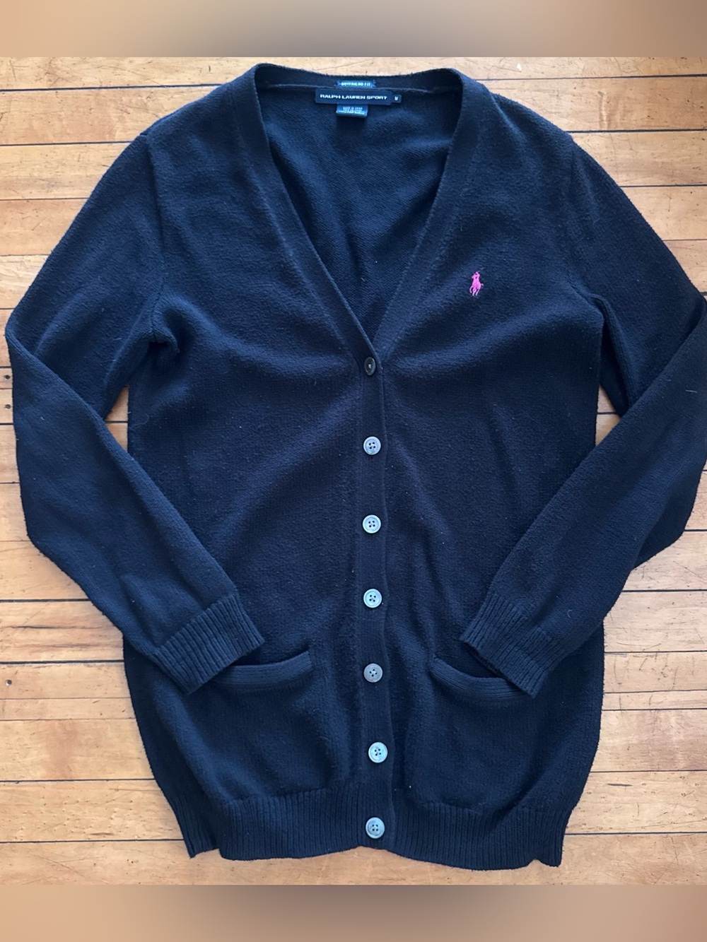 Merino Wool Ralph Lauren Boyfriend Fit Sweater black size medium